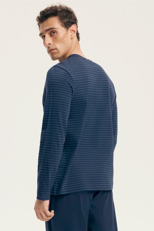 Piżama męska bawełniana z długim rękawem i prostymi spodniami rozmiar M