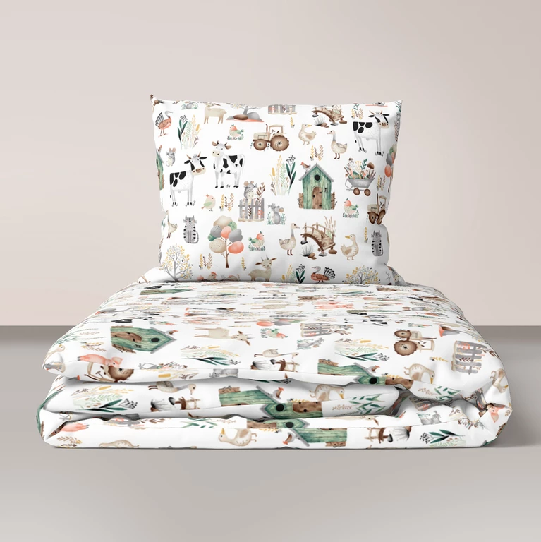 POŚCIEL DZIECIĘCA FARMA  BIAŁA 90/120 + 40/60