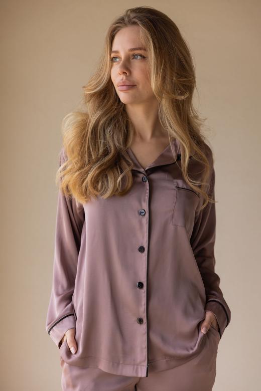 Piżama damska z włoskiej satyny komplet rozmiar L cappucino view 4