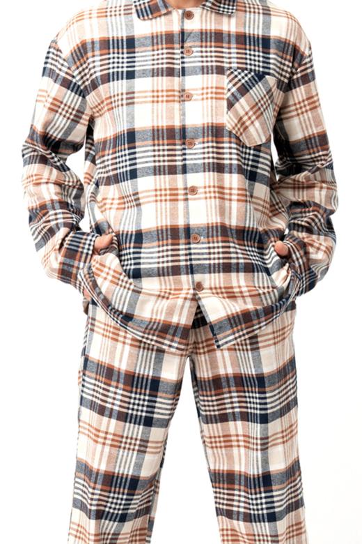 Piżama męska flanelowa w kratę koszulowa góra z długimi spodniami rozmiar M view 2