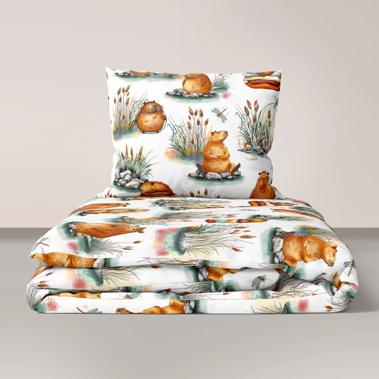 POŚCIEL DZIECIĘCA KAPIBARA BIAŁA 140/200