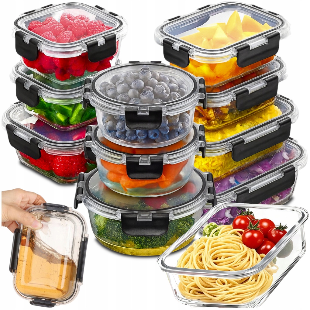 10 X Lunchbox Szklane Pojemniki Na Zywnosc Uszczelka Zaroodporne Zestaw