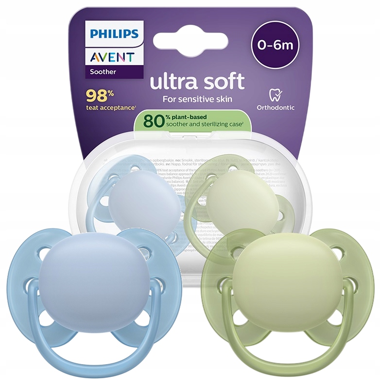 2x Avent Smoczki Do Uspokajania Ultra Soft Chlopiec 0 6m 2szt