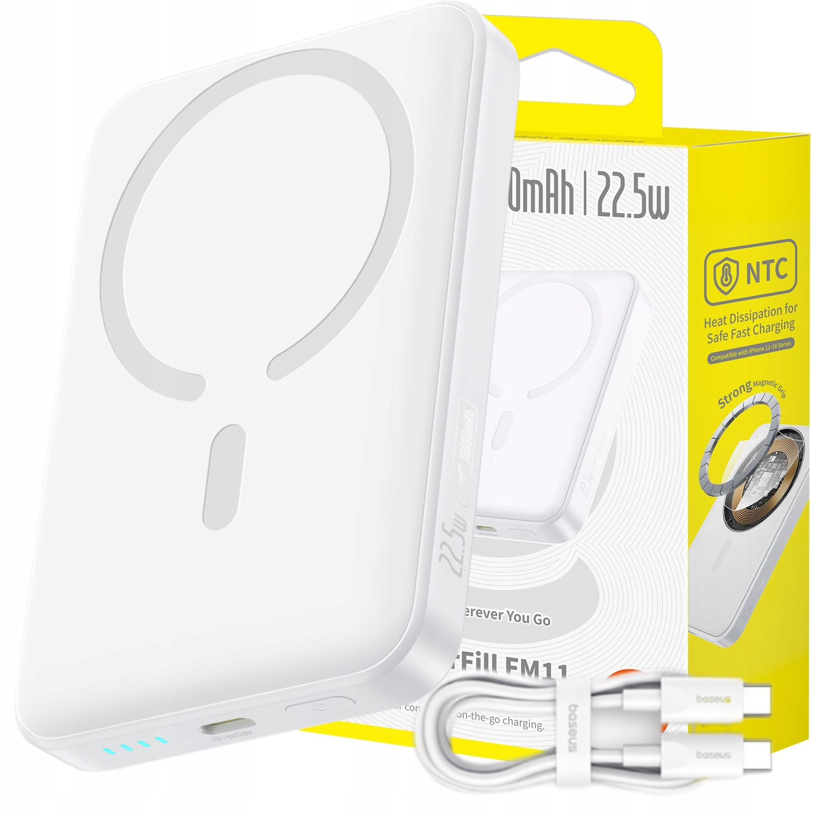 2x BASEUS SZYBKI POWER BANK ŁADOWANIE INDUKCYJNE 10000MAH PD 22.5W USB-C QC