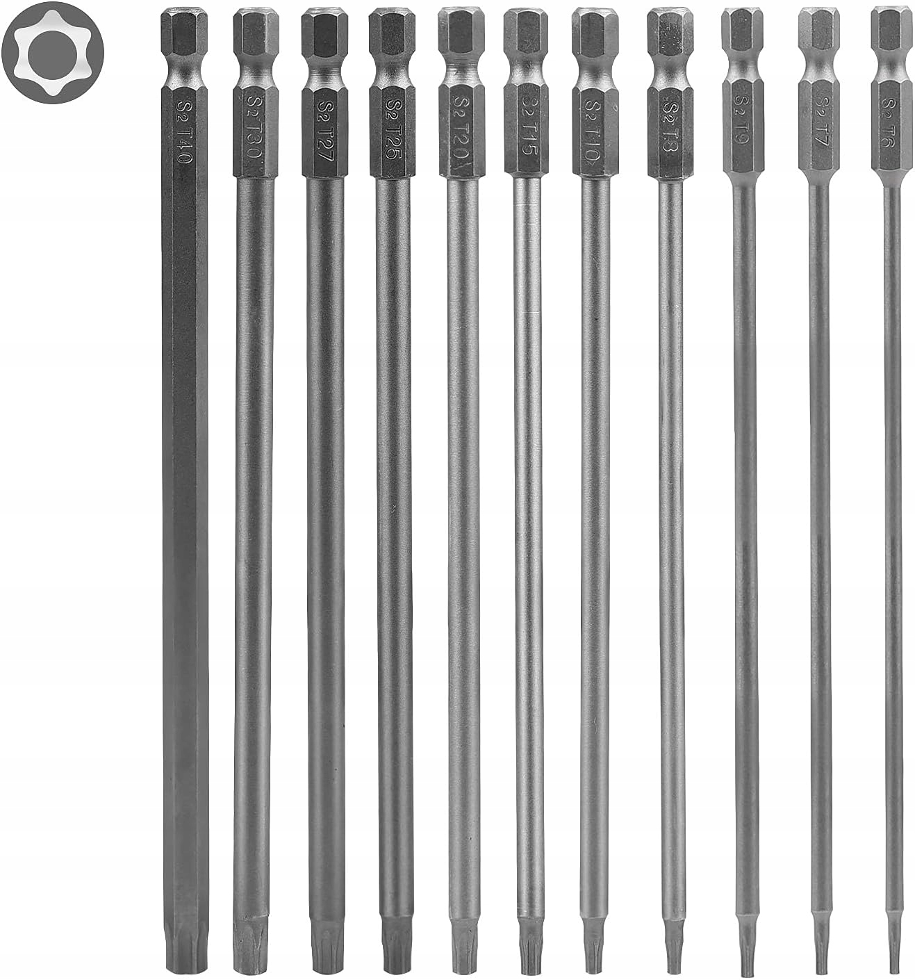 11x Dlugie Bity Torx Klucze Zestaw Bitow 150mm T6 T15 T20 T25 T27 T30 T4