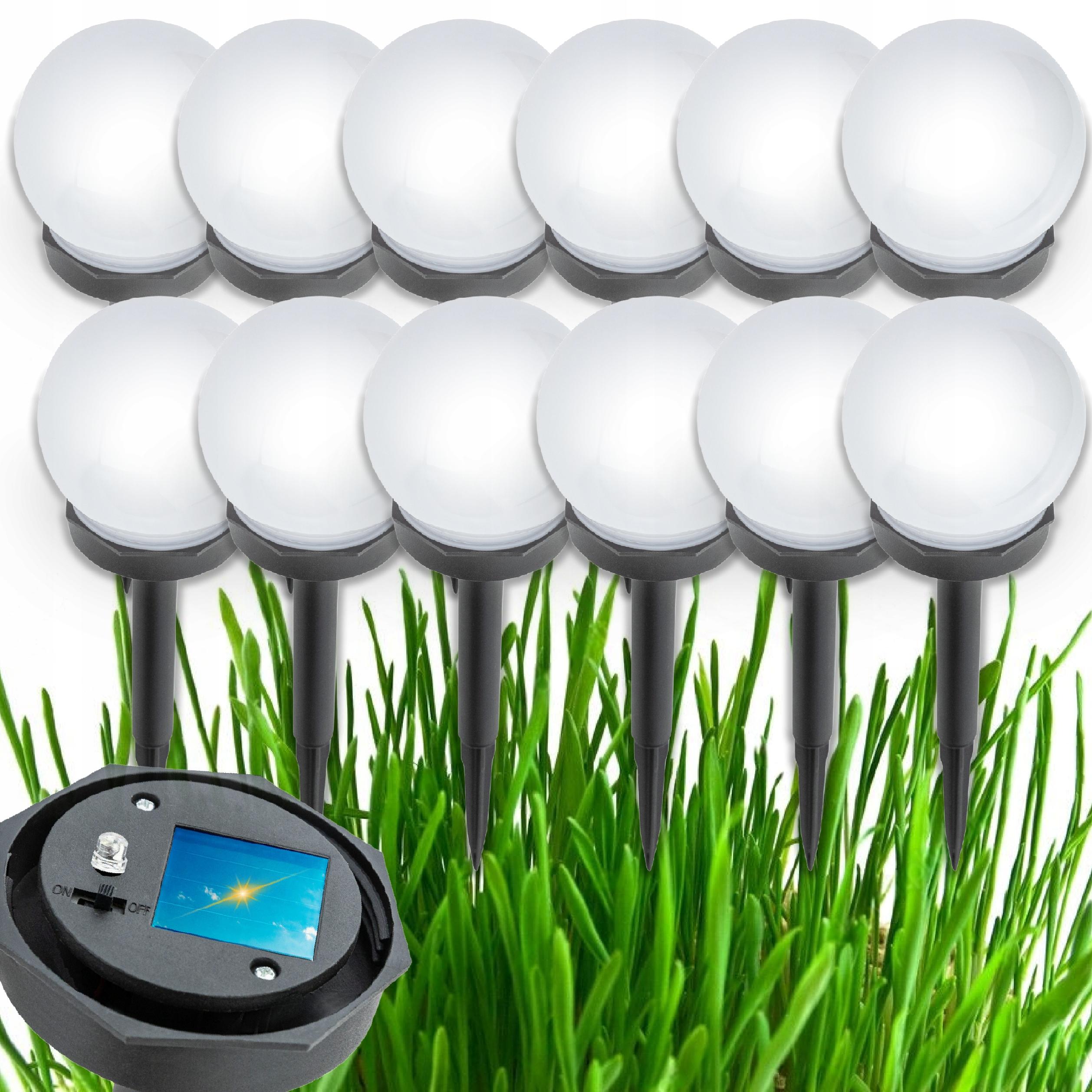 2x 12x Lampa Solarna Kula Led Ogrodowa Lampy Solarne Kule Do Ogrodu Biale X