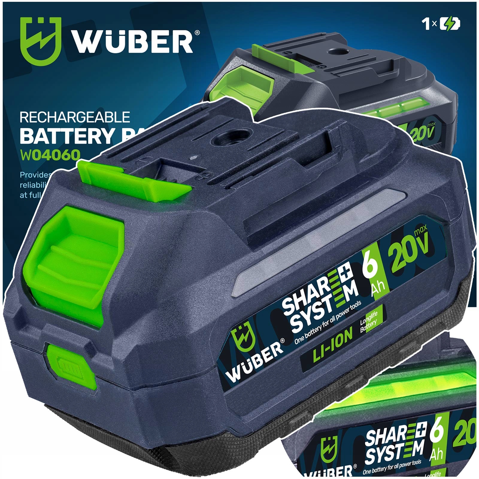 2x Bateria Akumulator Wuber Share System Litowo Jonowa 20 V 6 0 Ah Wuber