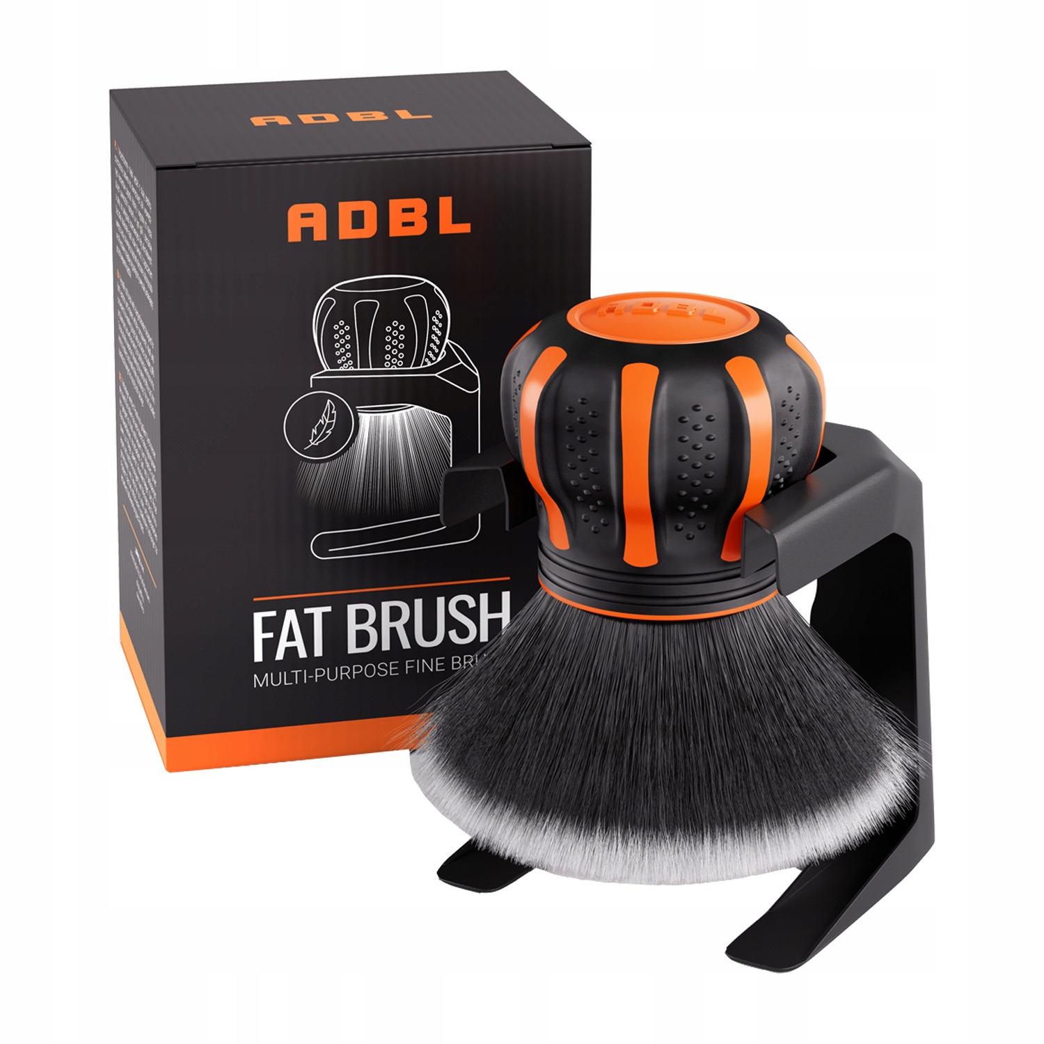 2x Adbl Fat Brush Pedzel Detailingowy Duza Srednica Miekkie Wlosie Stojak
