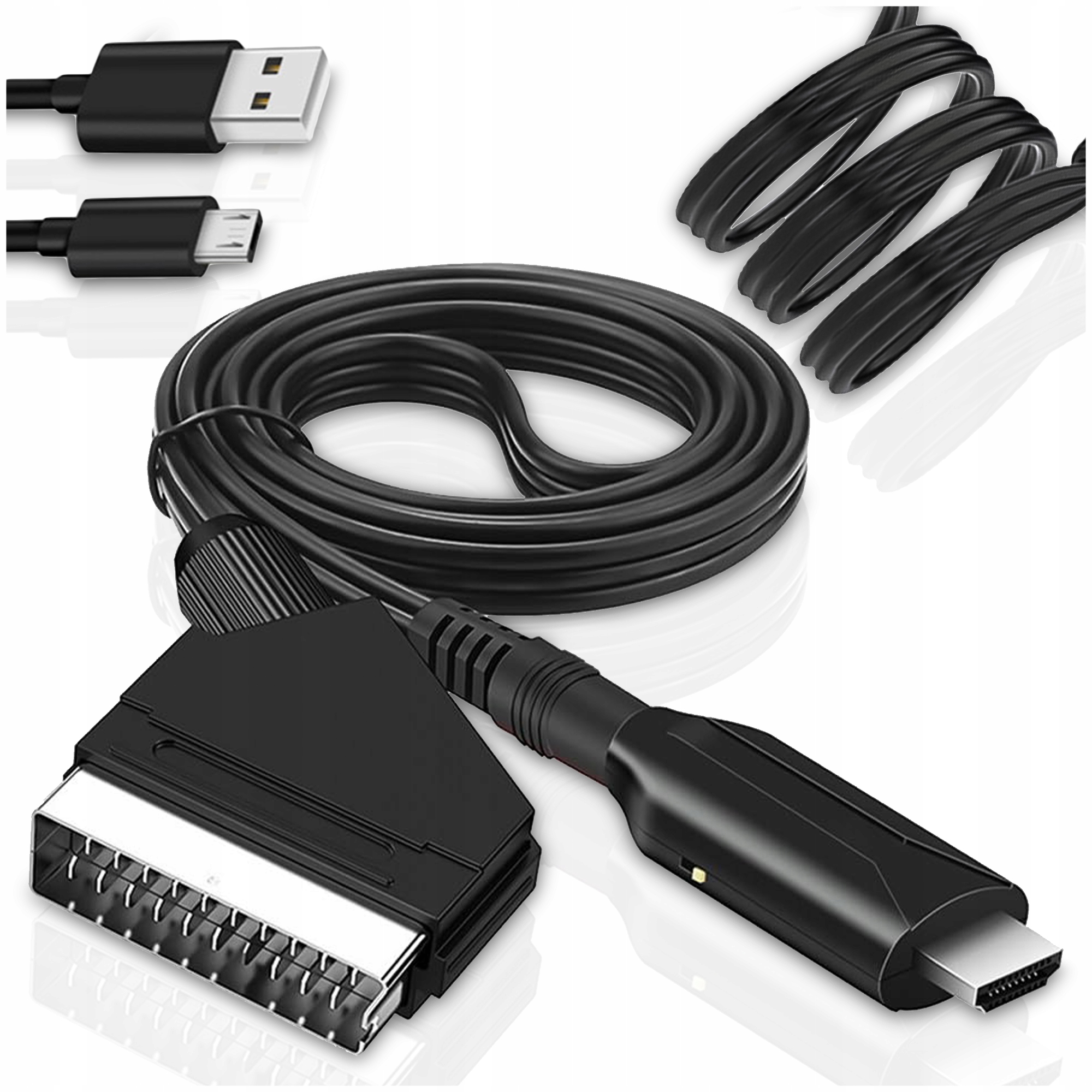 2x Adapter Konwerter Kabel Z Euro Hdmi Do Scart Przejsciowka Av Hd 1080p 1m