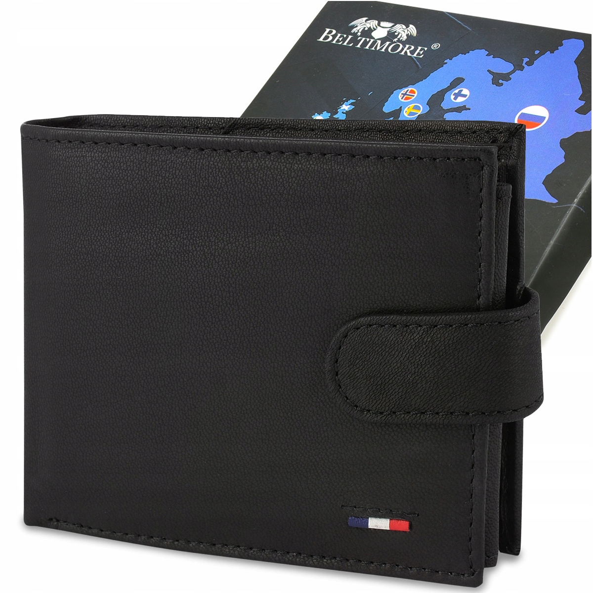 2x Beltimore Portfel Meski Skorzany Skora Rfid Duzy Klasyczny Poziomy Czarn