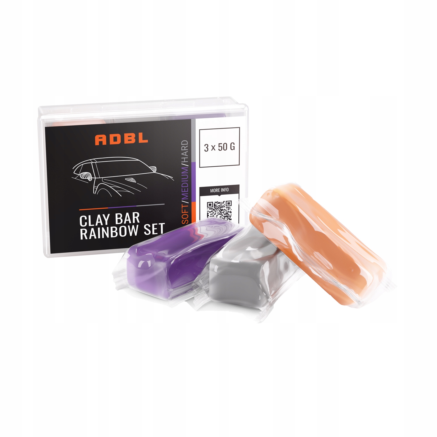 2x Adbl Clay Bar Rainbow Set Zestaw 3 Glinka Do Lakieru 3x50 G Rozne Twardo