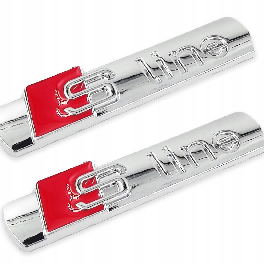 2szt Emblematy na błotnik do AUDI S-Line 3D 74x15mm Srebrny Połysk komplet