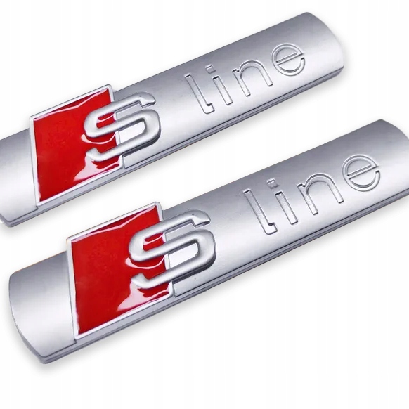 2szt Emblematy na błotnik do AUDI S-Line 3D 74x15mm Srebrny Mat komplet