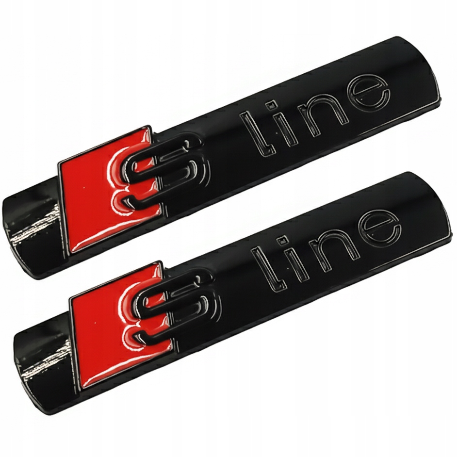 2szt Emblematy na błotnik do AUDI S-Line 3D 74x15mm Czarny Połysk komplet