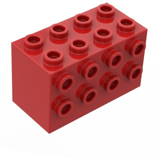 056a5. LEGO system space 2x2x4 klocek z wypustkami czerwone 2434 2 b627e3d75df2f04594c1c1bc2de34599