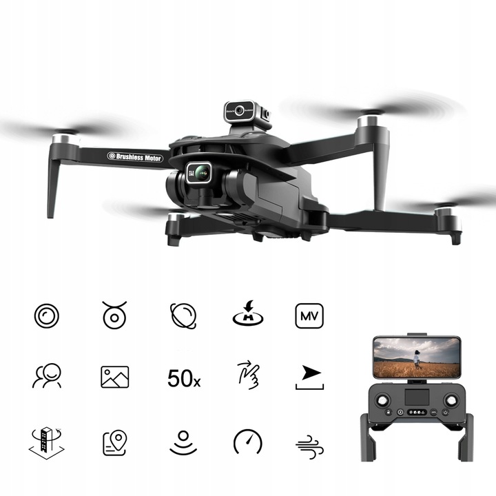 DRON Z KAMERĄ V168 WiFi GPS ZASIĘG 3000M, 5G WIFI FPV 360 ° - 3 BATERIE 3e56de542288fb9a600d086b181df4df