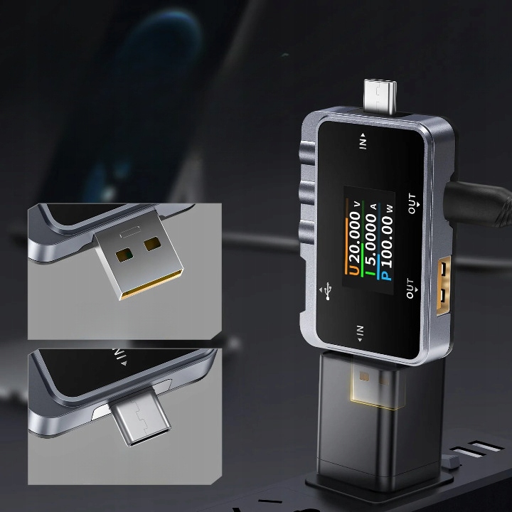 WIELOFUNKCYJNY CYFROWY MIERNIK TESTER PORTU USB C AMPEROMETR FNIRSI FNAC-28 63bac36e6a809cf4e4d9a56f80edd1ab