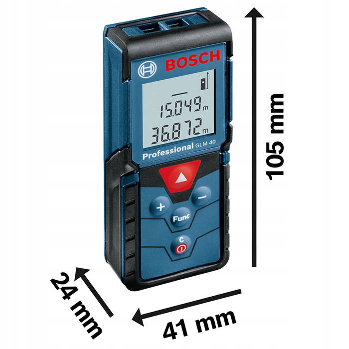 DALMIERZ LASEROWY BOSCH GLM-40 40M 1.5MM IP54 Z PAMIĘCIĄ WYŚWIETLACZEM A1136a67926791c2d3f9dc753e92192b
