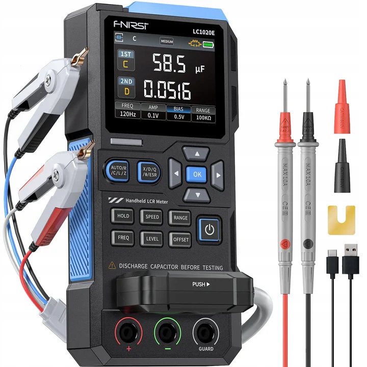 PRECYZYJNY RĘCZNY MOSTEK CYFROWY FNIRSI LC1020E TESTER LCR ESR 100kHz Af6a0b3b4e60795cc69de924ee4ac234