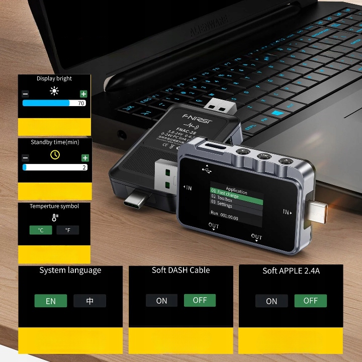 WIELOFUNKCYJNY CYFROWY MIERNIK TESTER PORTU USB C AMPEROMETR FNIRSI FNAC-28 D8f5d72b9b365e143581a4828b7191bd