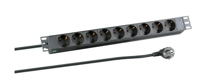 MicroConnect 8-way Outlet strip,19" 3m CABINETACC23