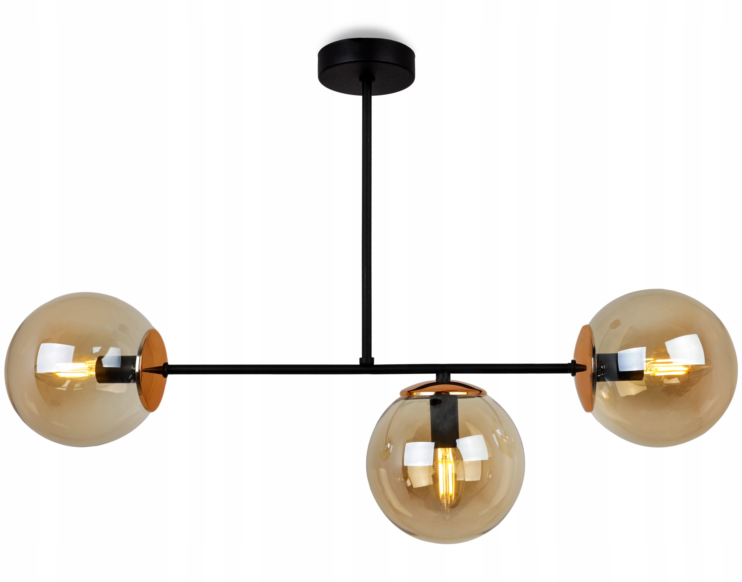 Lustra moderna, Light Home, Tuloza, 3xE14, Metal/Sticla, Negru/Miere 2 3e8b2a32677bcccebd7407f8a581f4c7