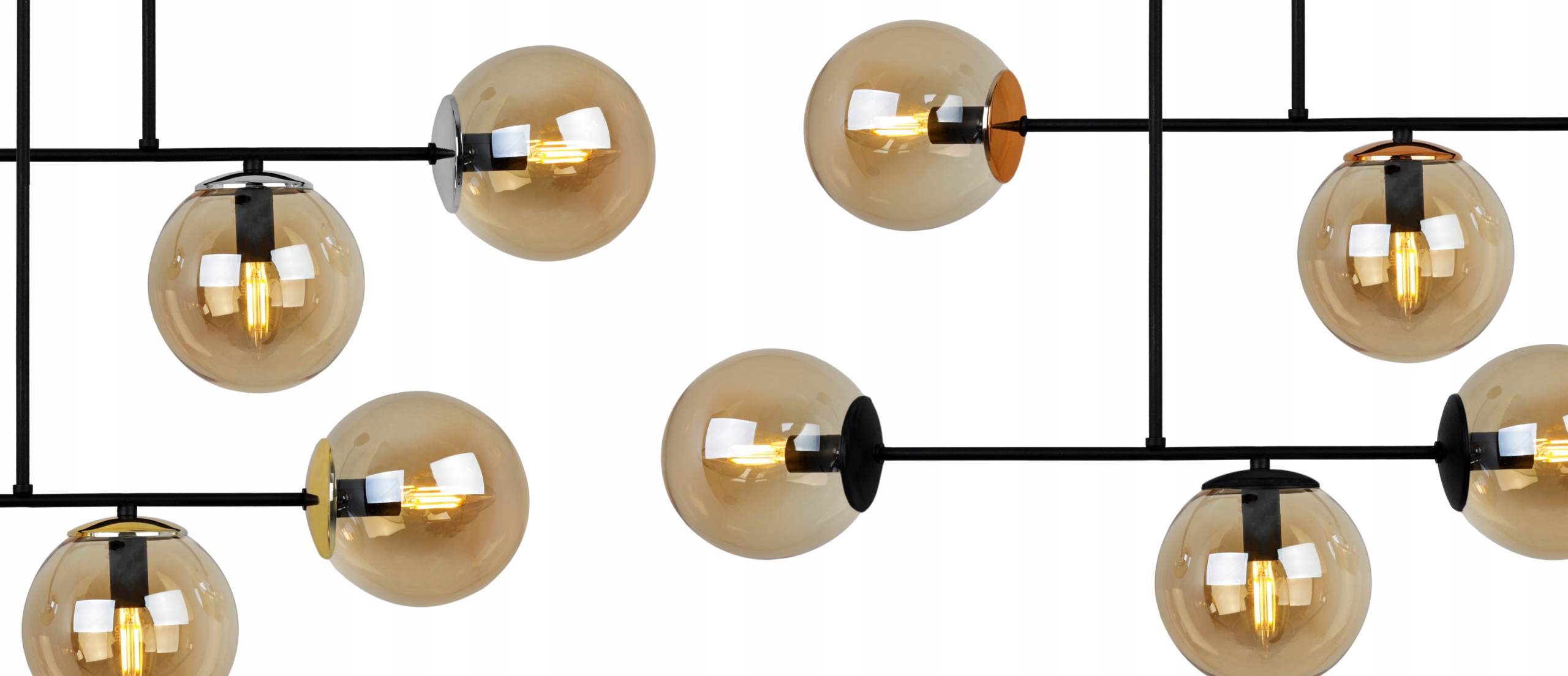 Lustra moderna, Light Home, Tuloza, 3xE14, Metal/Sticla, Negru/Miere 10 ec4b06a2a8c66f19f9d18474b7d25658