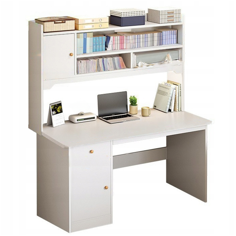 BIURKO KOMPUTEROWE BIAŁE LOFT POD LAPTOP KOMPUTER NOWOCZESNE Z 7 PÓŁKAMI