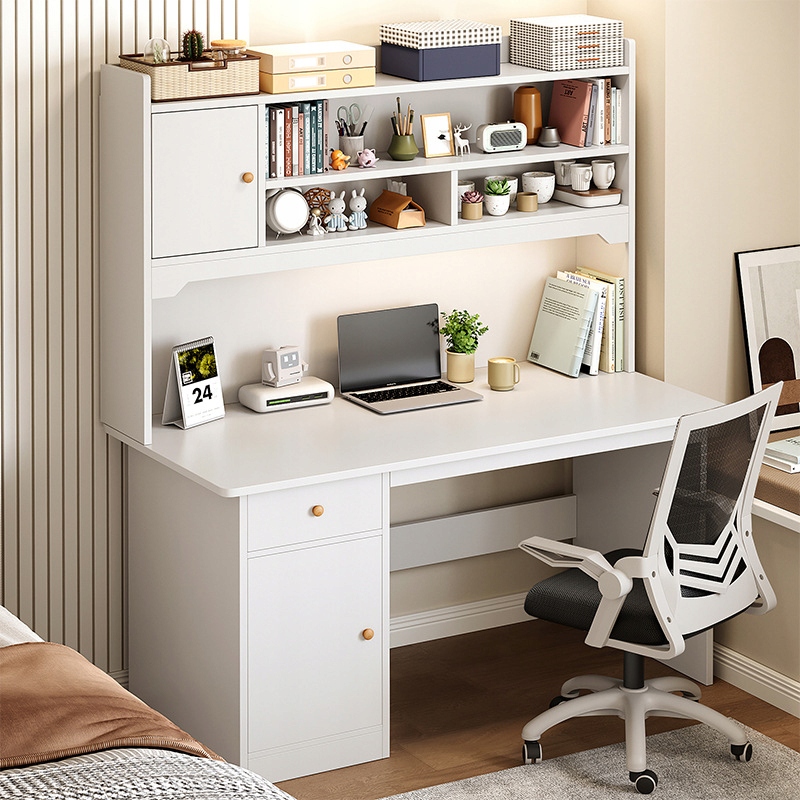 BIURKO KOMPUTEROWE BIAŁE LOFT POD LAPTOP KOMPUTER NOWOCZESNE Z 7 PÓŁKAMI