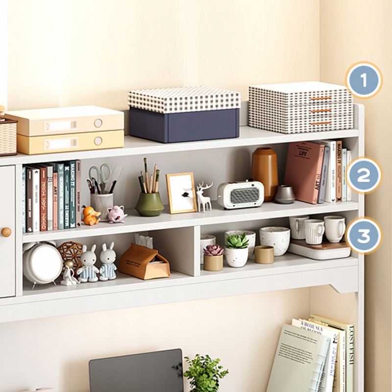 BIURKO KOMPUTEROWE BIAŁE LOFT POD LAPTOP KOMPUTER NOWOCZESNE Z 7 PÓŁKAMI