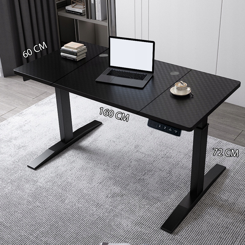 Biurko Elektryczne Podnoszone 160 cm Regulacja Wysokości Gamingowe Czarne