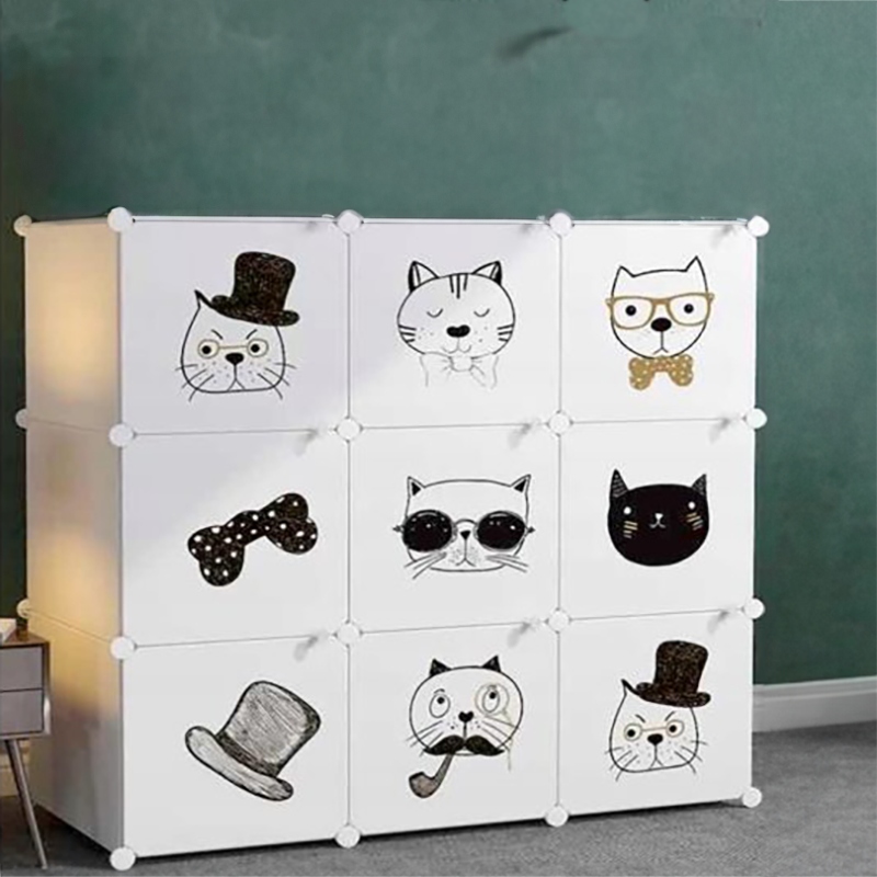 SZAFA MODUŁOWA DLA DZIECI BIAŁA Z MOTYWEM BAJKOWYM DUŻA GARDEROBA 9 PÓŁEK
