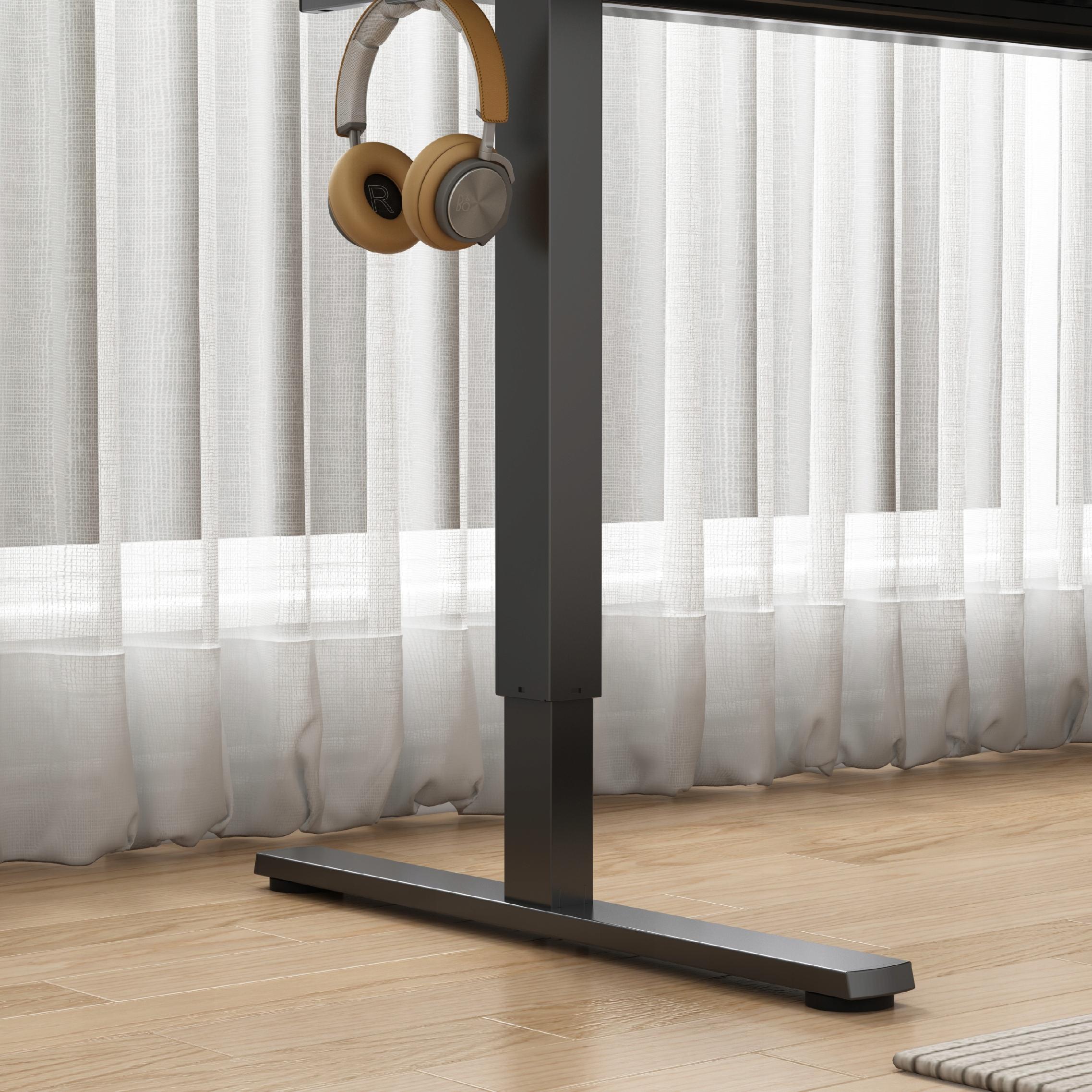 Biurko Elektryczne Podnoszone 160 cm Regulacja Wysokości Gamingowe Czarne