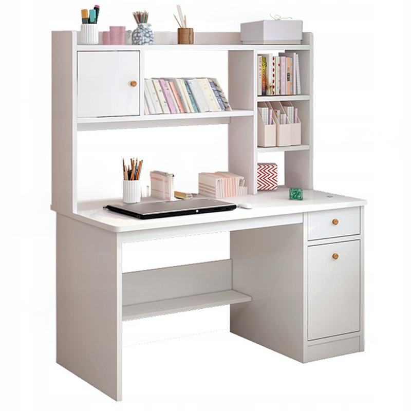 BIURKO KOMPUTEROWE BIAŁE LOFT POD LAPTOP KOMPUTER SKANDYNAWSKI Z 7 PÓŁKAMI