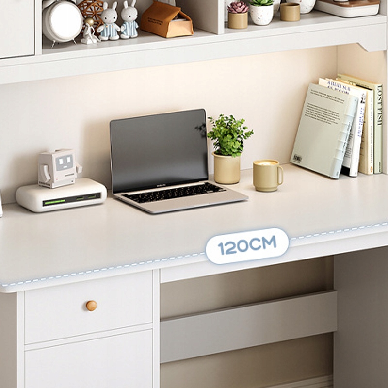 BIURKO KOMPUTEROWE BIAŁE LOFT POD LAPTOP KOMPUTER NOWOCZESNE Z 7 PÓŁKAMI