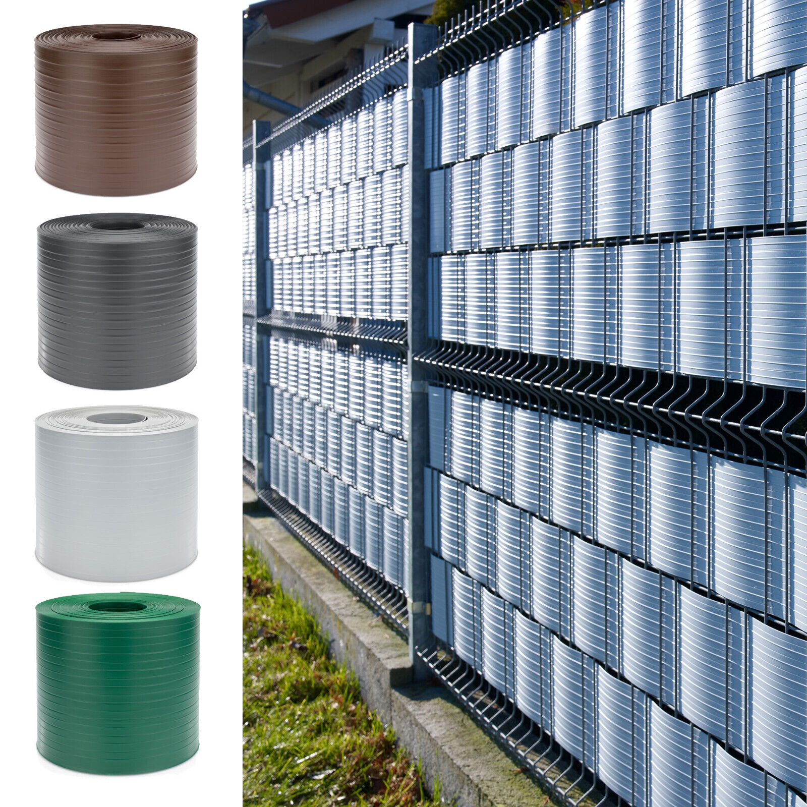 SWANEW Strisce Privacy, PVC, Strisce Paravento, Tappeto A Doppia Asta 70mx3 Grigio 85743744 - Foto 5