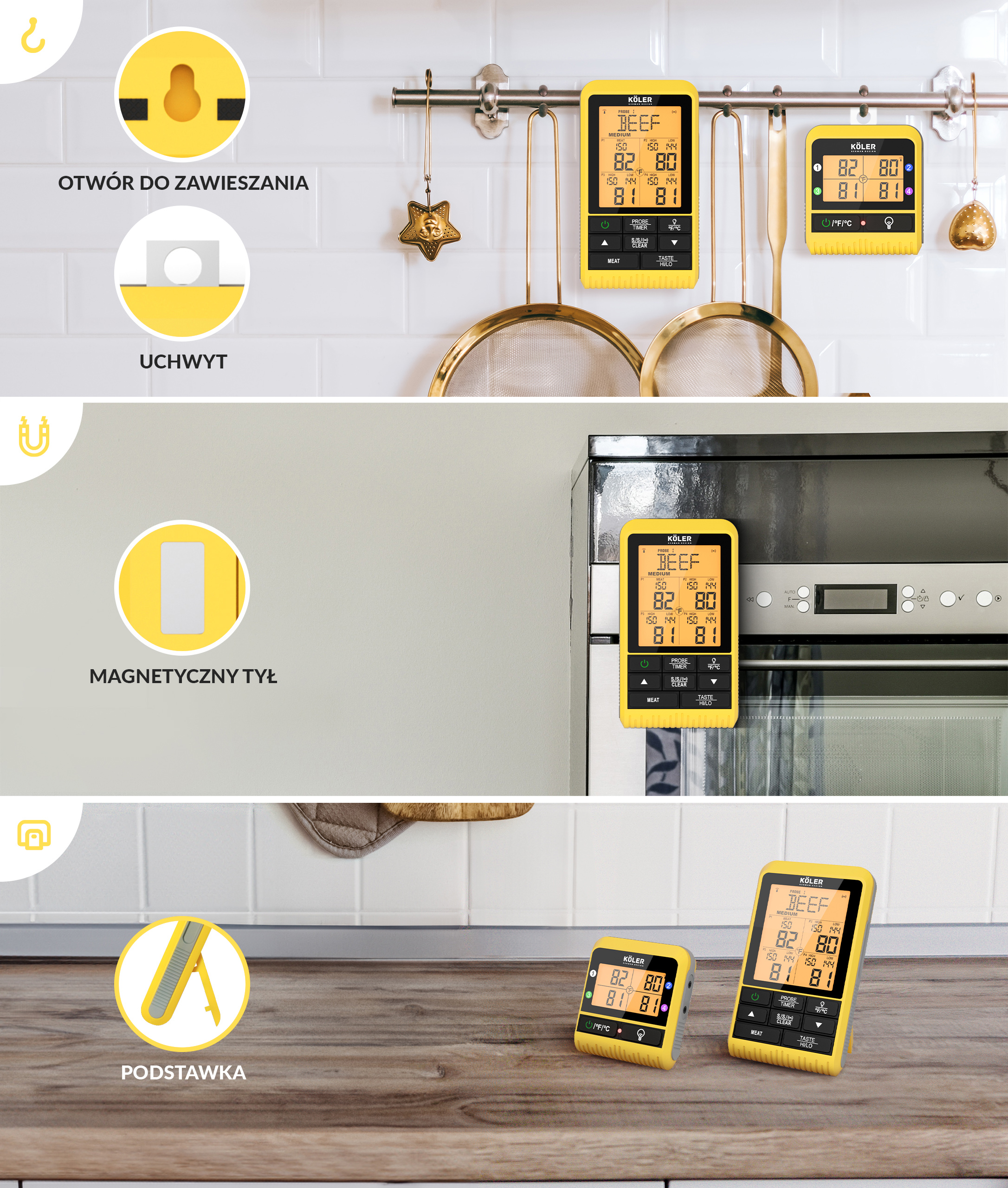 KOLER Termometr do mięsa do grilla z sondą