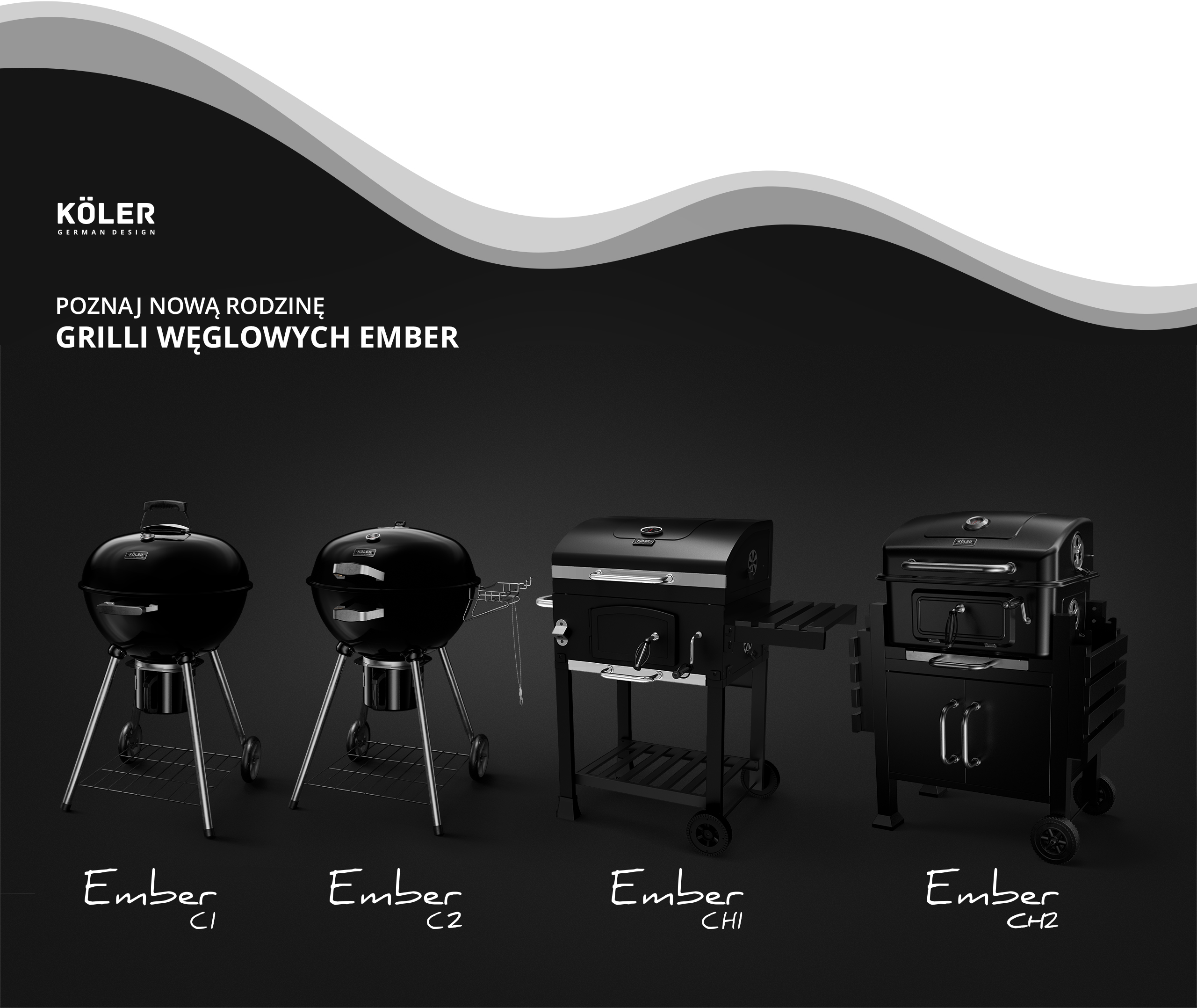 Gril węglowy KOLER EMBER C1 duży okrągły termometr popielnik