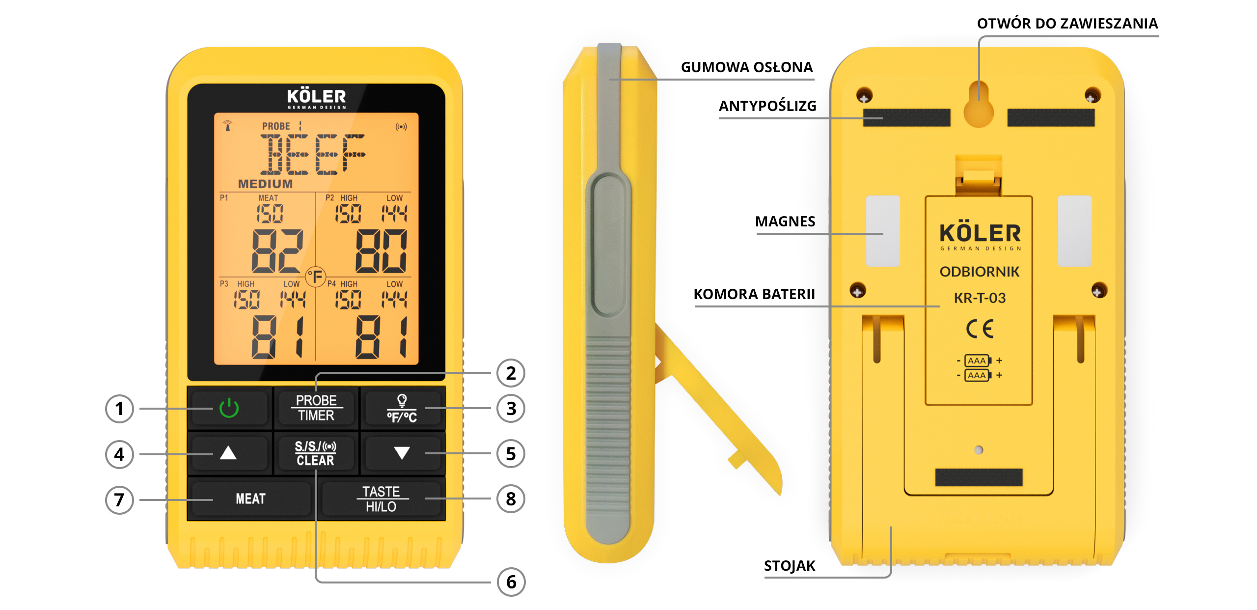 KOLER Termometr do mięsa do grilla z sondą