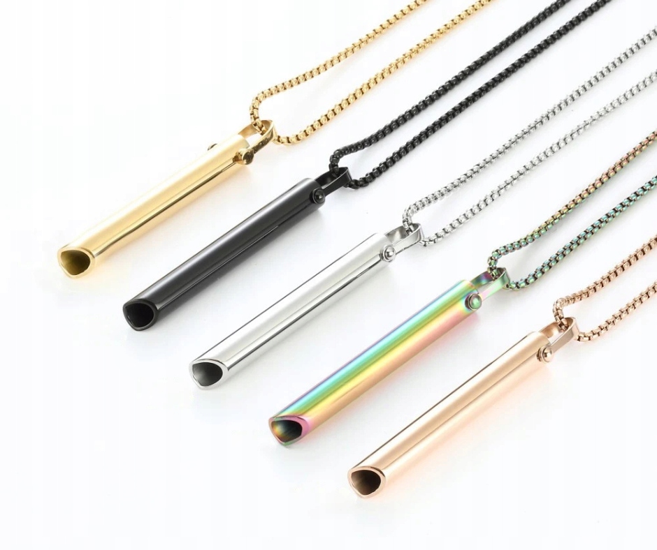 NASZYJNIK GWIZDEK UWALNIA STRES RZUCANIE PALENIA JOGA DWUKOLOROWY TĘCZOWY