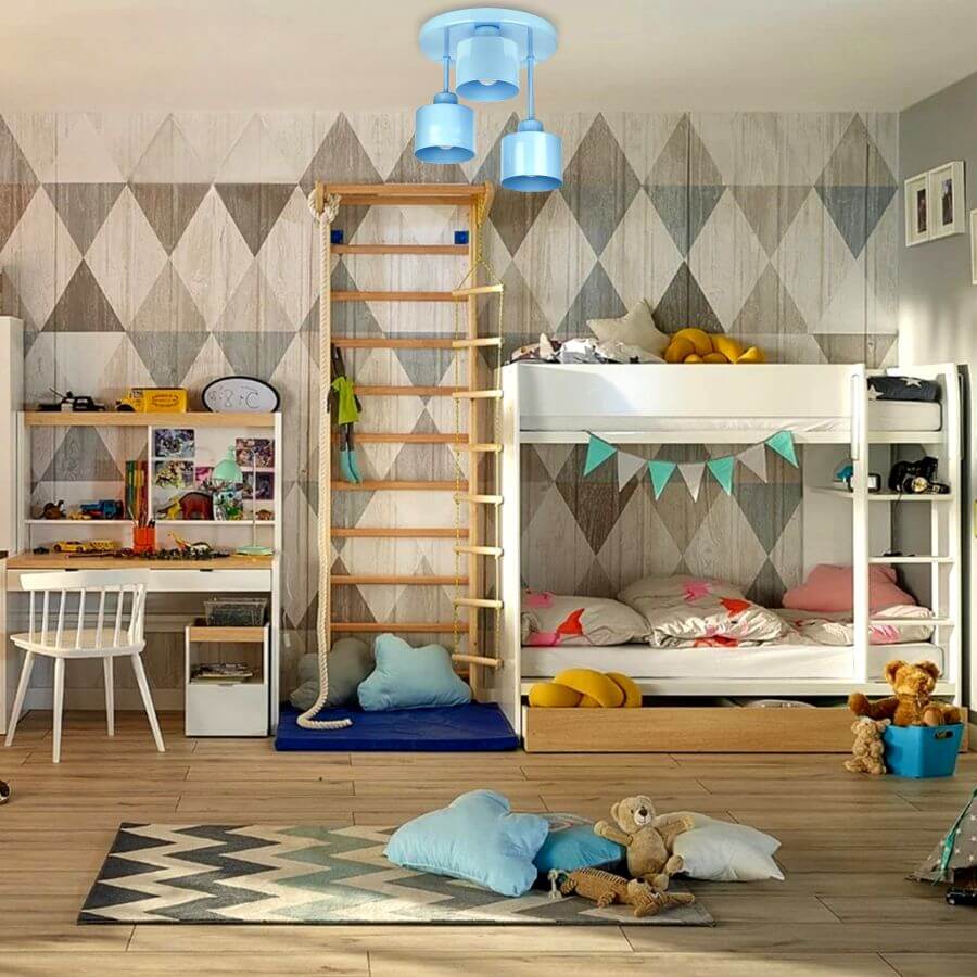 WULKAN 3 Lampa sufitowa - Dziecięca, metalowa, niebieska 3xE27