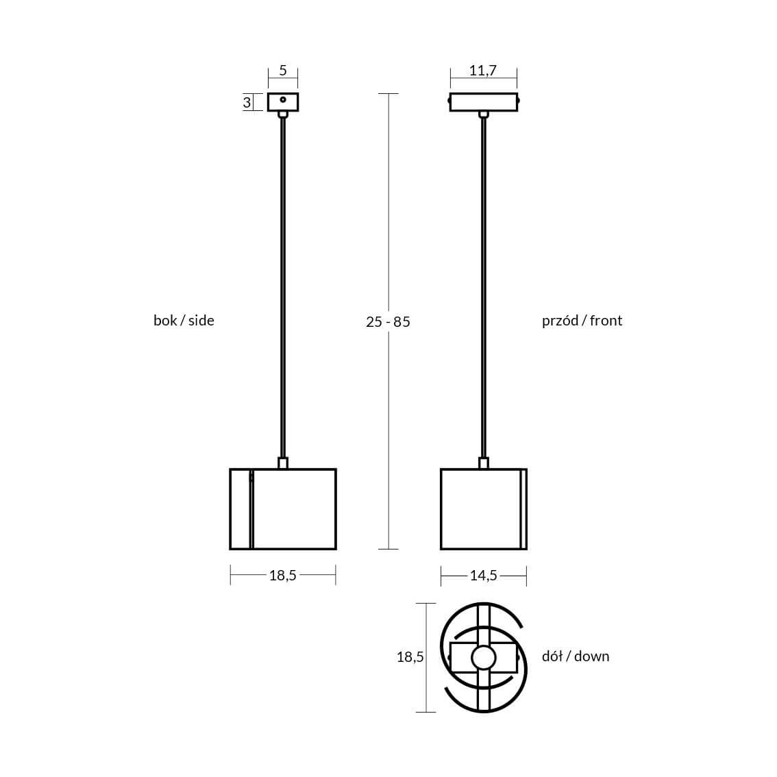 HUGO 1 Lampa wisząca czarna