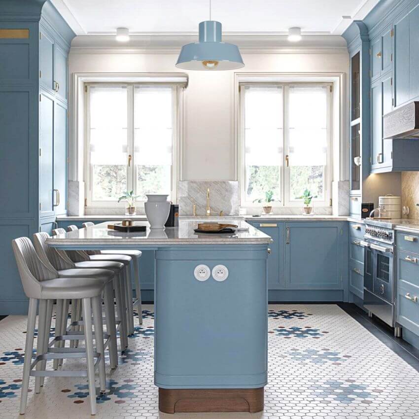 POLLY 1 Lampa wisząca - Industrialna, metalowa, niebieska 1xE27