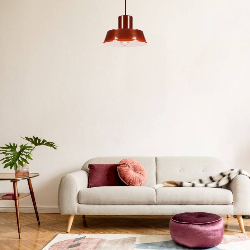 POLLY 1 Lampa wisząca - Industrialna, metalowa, bordowa 1xE27