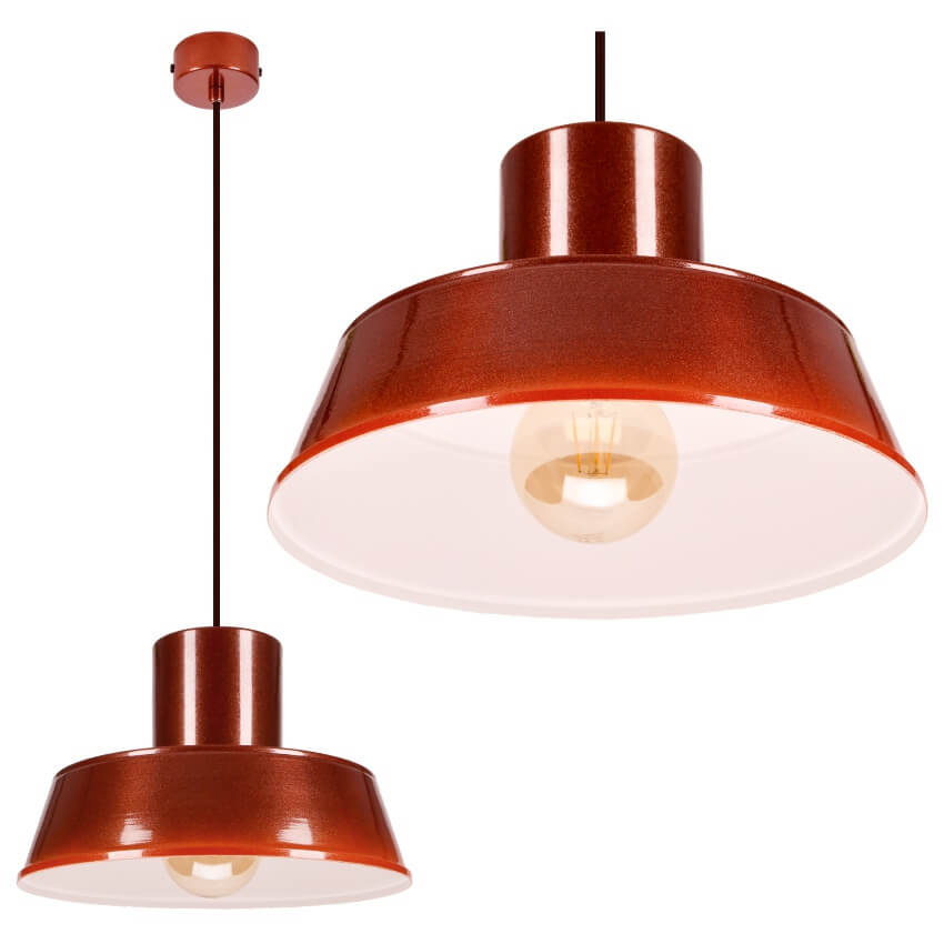 POLLY 1 Lampa wisząca - Industrialna, metalowa, bordowa 1xE27