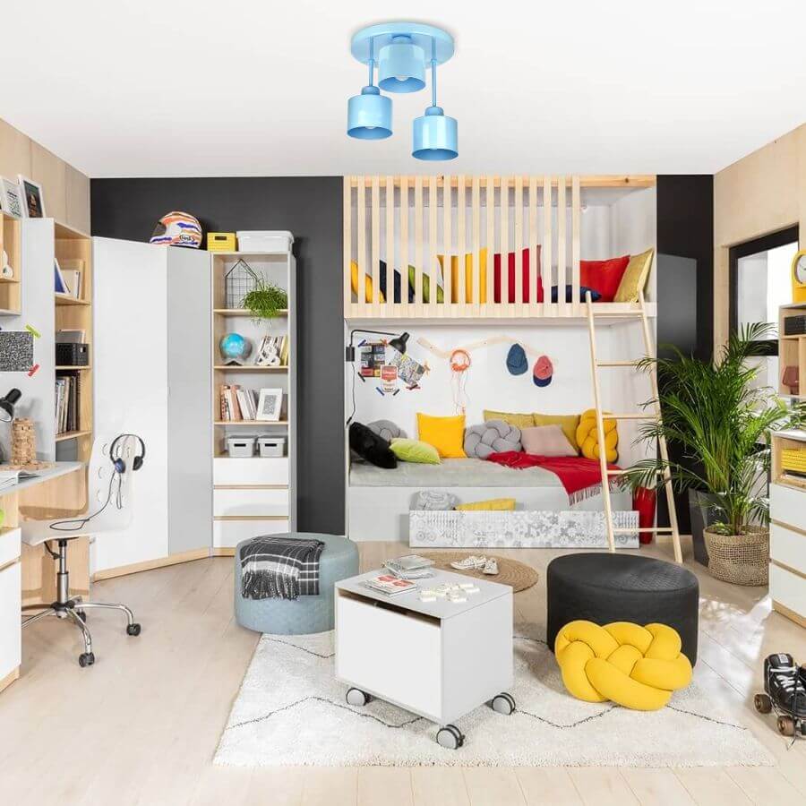 WULKAN 3 Lampa sufitowa - Dziecięca, metalowa, niebieska 3xE27