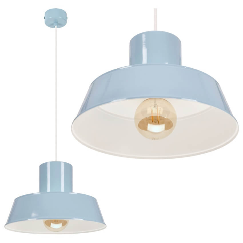POLLY 1 Lampa wisząca - Industrialna, metalowa, niebieska 1xE27