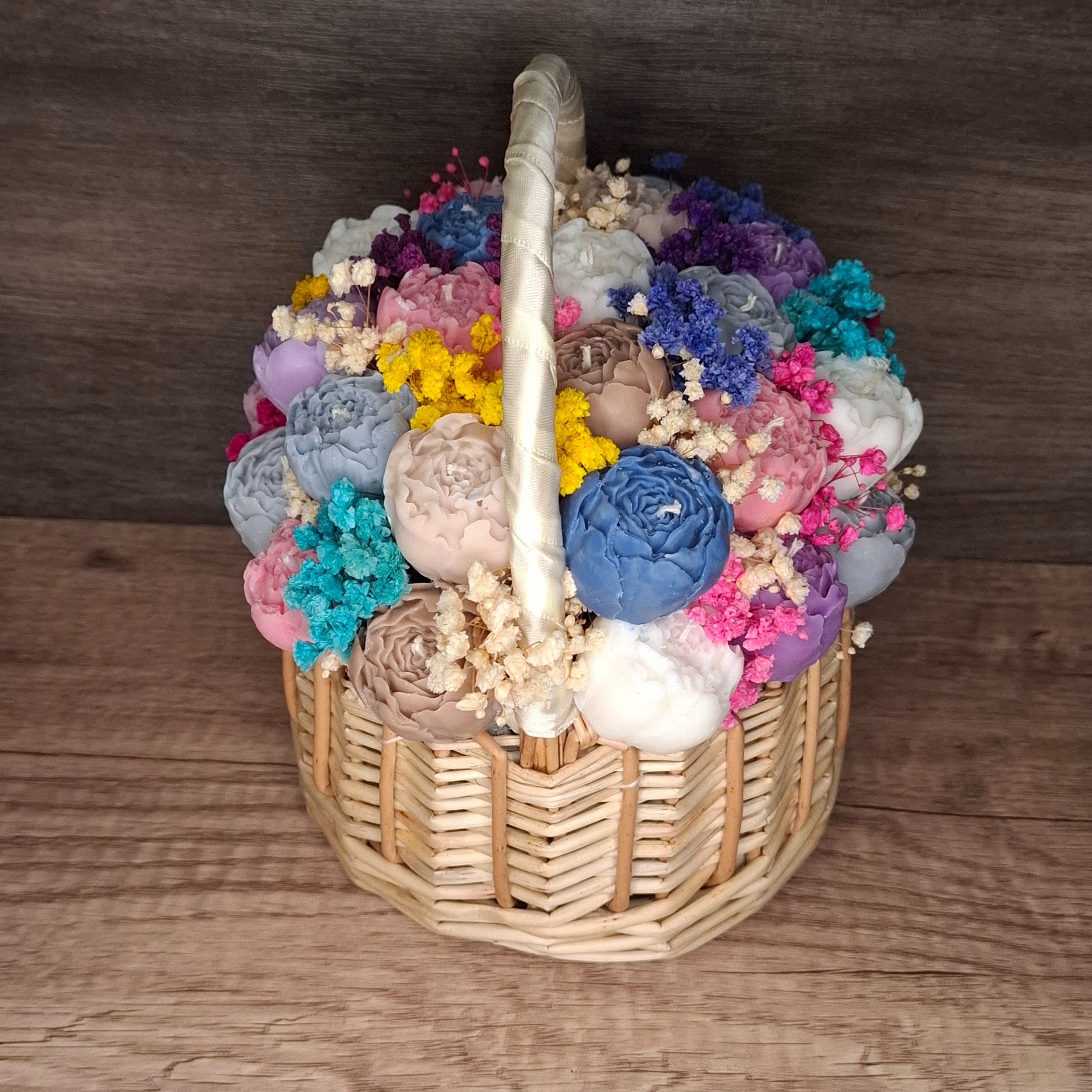 Flower Box Świece Sojowe Wieczny Bukiet Koszyk Ślub Urodziny Prezent