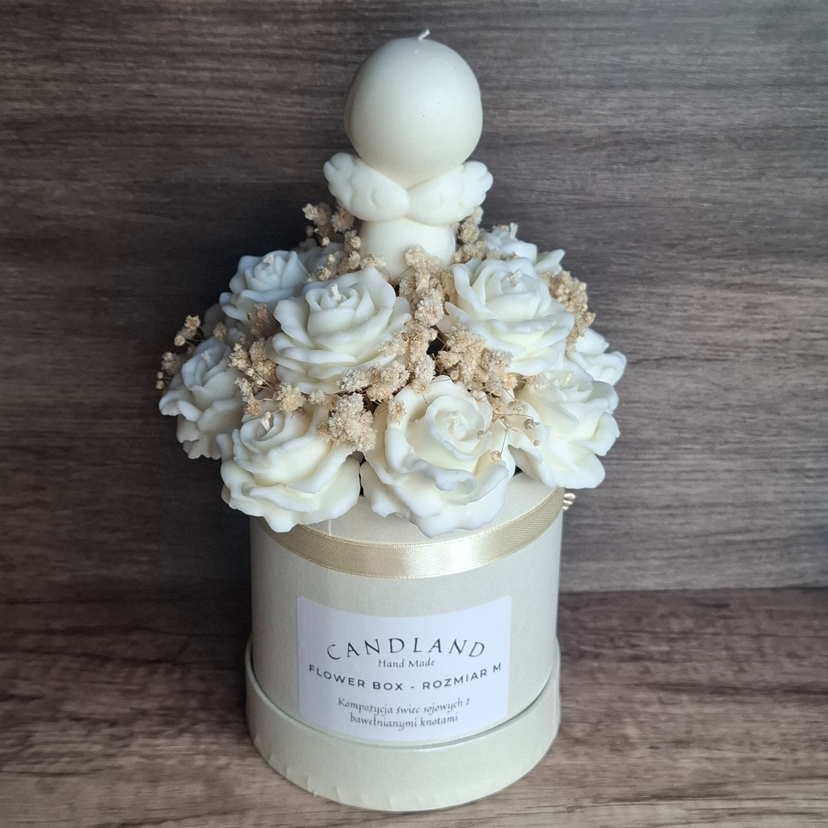 Flower Box Świece Sojowe Wieczny Bukiet Kwiaty Prezent Chrzest Dziecko