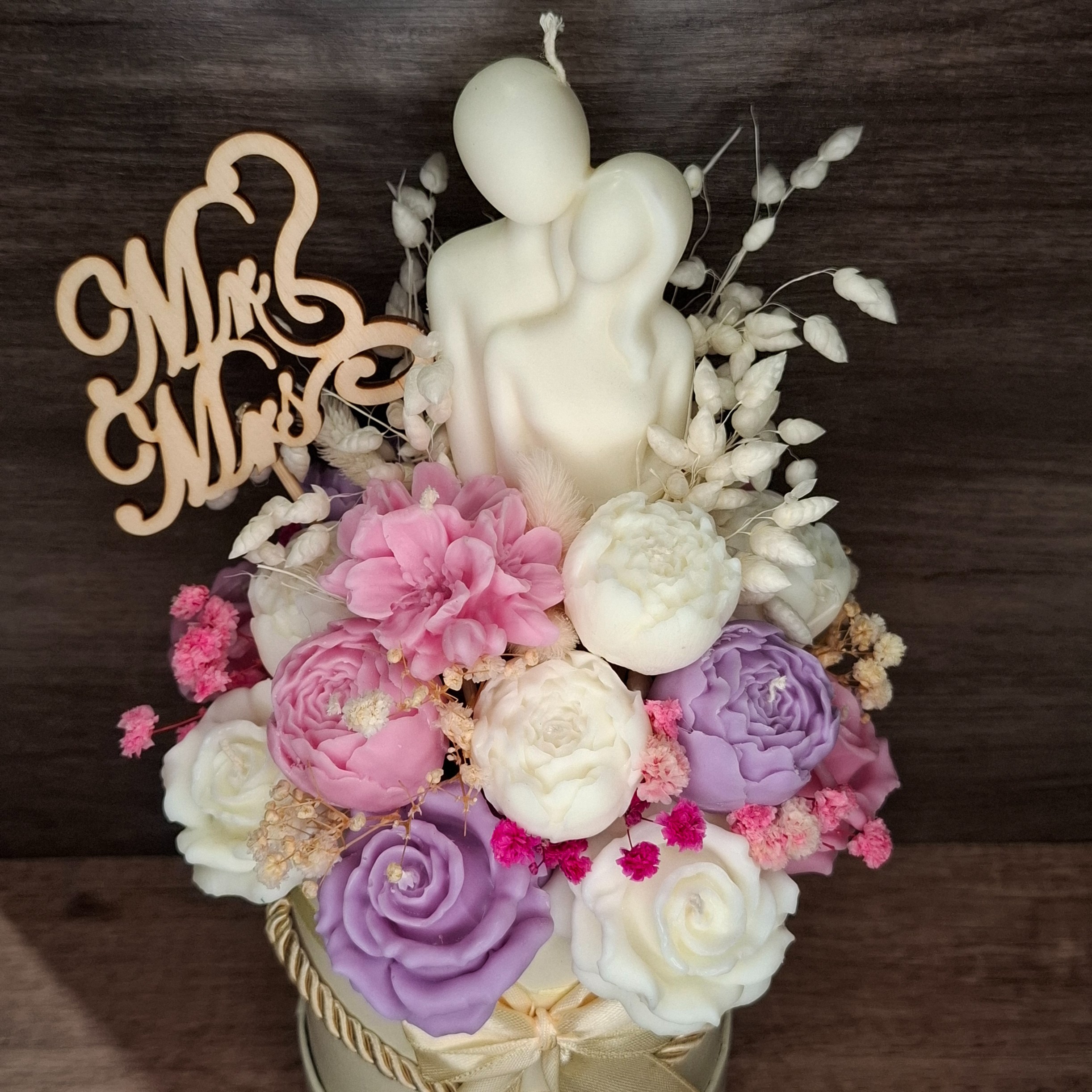 Flower Box Świece Sojowe Wieczny Bukiet Kwiat Prezent Ślub Wesele Para